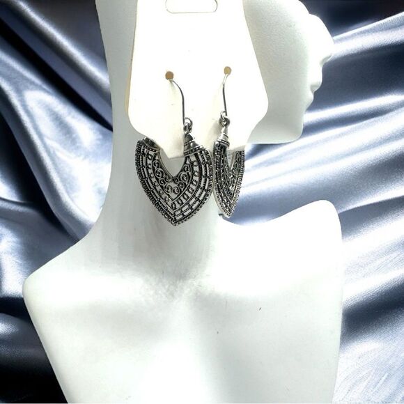 Silver Earrings l Hollowed Out l 3 Darling Styles l Hook l New - Picture 3 of 12